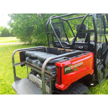 Load image into Gallery viewer, Extended Lead Time!  Honda Pioneer 520 REAR WELDED FLIP SEAT-Raw Metal-Includes High Quality Bucket Seats; 13 GA Exp. Sheet Metal; Cargo Area-INSTANTLY TRANSFORM YOUR 520 - 4 SEATER SIDE X SIDE- (cushion pattern color may vary)
