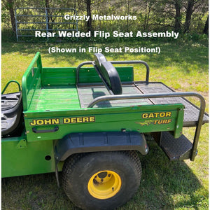 Extended Lead Time!!! JOHN DEERE GATOR REAR WELDED FLIP SEAT ASSEMBLY- Raw Metal - 13 GA Expanded Sheet Metal Design ONLY!  Instant Transformation for your Gator to a Comfortable 4 Passenger! USA High Quality