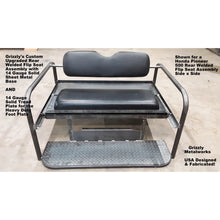 Load image into Gallery viewer, Polaris Ranger MID SIZE 500/570 CUSTOM USA REAR WELDED FLIP SEAT ASSEMBLY Raw Metal (Option for Powder Coat)-13 GA Exp. Sheet Metal, Heavy Duty - Includes Rear Cargo/Gear Area &amp; Heat Shield-OPTIONS: Seat Belts; Custom Heavy Duty 2&quot; Receiver &amp; More
