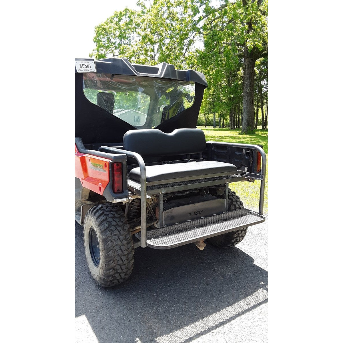 Honda Pioneer 1000-3 CUSTOM USA REAR WELDED FLIP SEAT ASSEMBLY Raw Metal, Includes Heat Shield - New Black Seat Cushion Set - 13 Ga Expanded Smooth Sheet Metal - ADD'L OPTIONS AVAILABLE- Seat Belts & Heavy Duty 2