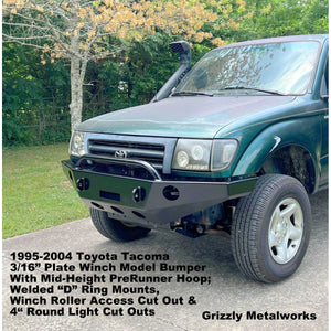 1995-2004 Toyota Tacoma Custom USA Front Winch 3/16" Plate Bumper Includes Subframe!  (Non-Winch Model Available)  PRECISION WELDED MODEL - High Quality! USA! OPTIONS AVAILABLE!