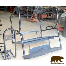 Load image into Gallery viewer, Honda Pioneer 500 CUSTOM EXCLUSIVE USA REAR WELDED FLIP SEAT ASSEMBLY WITH WELDED BAJA CAGE-W/Cargo Storage Area; Heat Shield, Black Cushion Set; Upper Grab Bars! 13 Ga Expanded Flat/Smooth Sheet Metal - Heavy Duty-Other Custom Options Available
