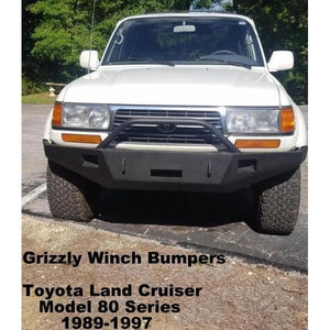 1989-1997 Toyota Land Cruiser Model 80 Series Custom Front Winch Plate Bumper (Non-Winch Work Model Available)-Front Bumper-Grizzly Metalworks-Toyota-Winch Model-Square Boxed-in Cutouts-Grizzly Metalworks