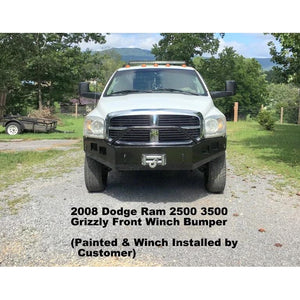 2006-2009 Dodge Ram 2500 3500 Custom Front Winch Plate Bumper (Non-winch model available)-Front Bumper-Grizzly Metalworks-Dodge-Winch model-Square Boxed-in Cutouts-Grizzly Metalworks